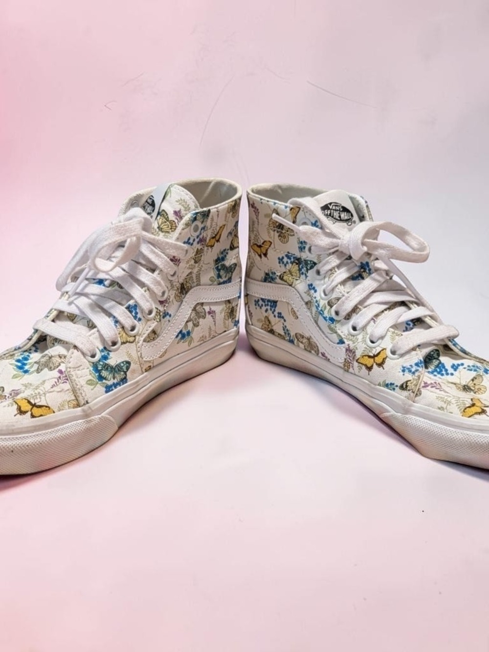 Vans Women's White Canvas High-Top Butterfly Print Sneakers - Picture 3 of 9